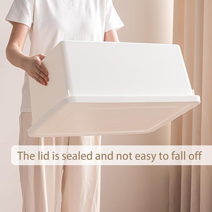 （4XXL+2L） 6gal+3gal Large capacity White multifunction storage bin with lid, Set of 6 Stackable Plastic Boxes with Handles, Office，Garage ，Home, for Organizing Snacks, Crafts, Legos, Tools,books