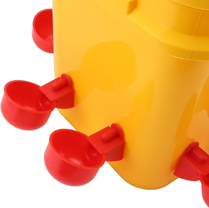 High Capacity Automatic Chicken Waterer Bowl with 12L Handheld Bucket Gravity Watering System for Quail, Easy Installation - Durable Plastic (Bucket + Red Bird Bowl + Black Screws)