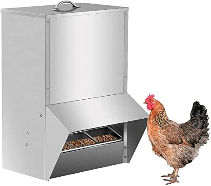 30-50lb Capacity Galvanized Chicken Feeder Weatherproof coop Dispenser,50lb
