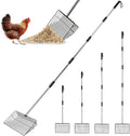 Large Chicken Poop Scooper, Metal Coop Scoop with 32" to 67" Adjustable Long Stainless Steel Handle, Chicken Poop Scooper for Sand with Heavy Duty Sifting Shovel for Chicken/ Horse/ Pet Coops (10 IN)