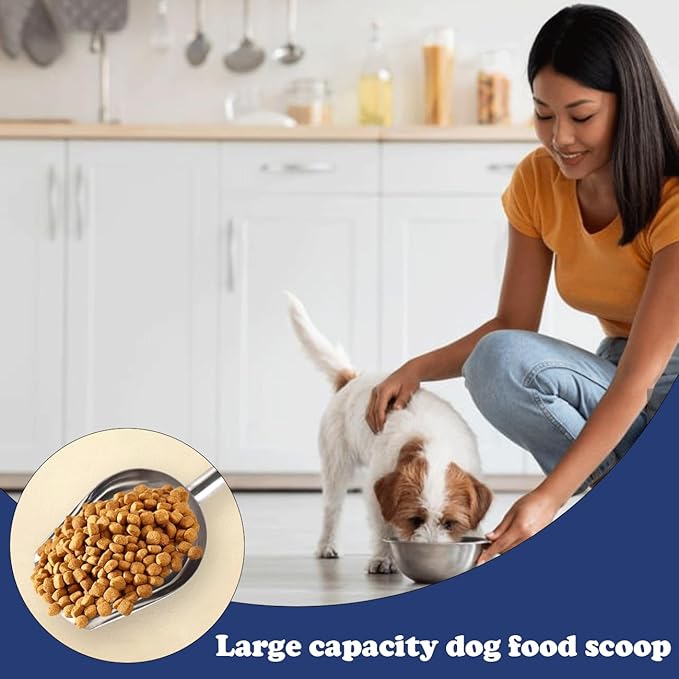 Dog Food Scoop,1 Cup12oz Capacity Pet Food Scoop Stainless Steel Feed Scooper for Dog and Cat(Sliver)
