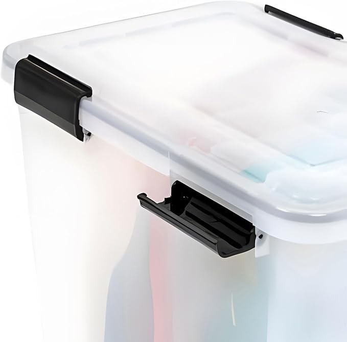 IRIS USA 4 Pack 63 Qt Storage Bins Plastic Gasket Box with Tight Latching Lids
