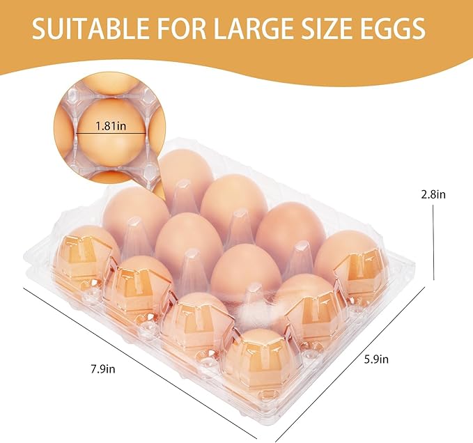 120Pack Egg Cartons Cheap Bulk Large Egg Containers Empty Egg Cartons for Home Ranch Chicken Farm, Commercial Business Market Display, 3x4 Grids