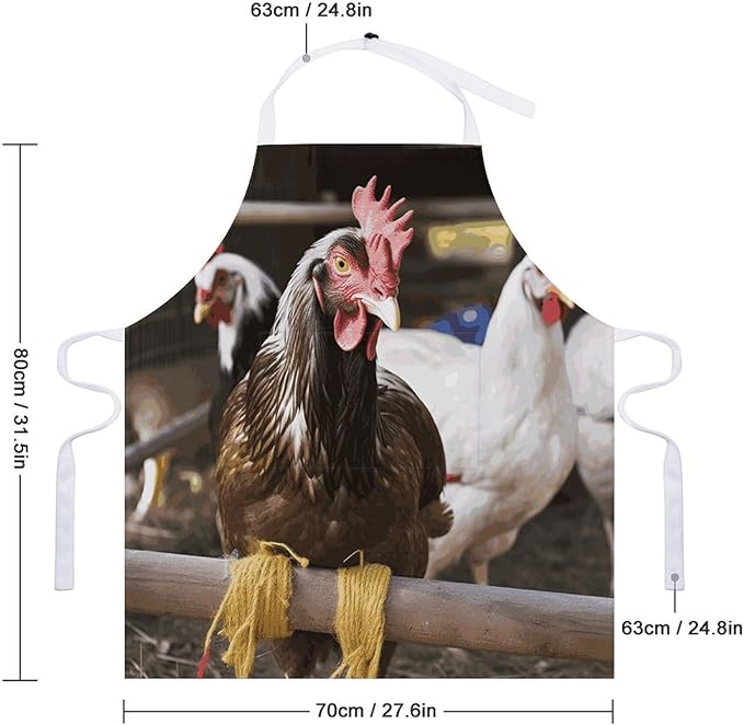 Farm Animal Apron Waterproof Oil-proof Large Pocket Apron Adjustable Neck Strap Unisex Kitchen Aprons For Chef Cooking Baking Gardening BBQ