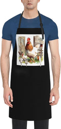 Farm Animals Aprons for Women with 2 Pockets, Kitchen Cooking Apron for Men, Water and Oil Resistant, Adjustable Bib Apron Extra Long Work Aprons for Dishwashing, Dog Grooming