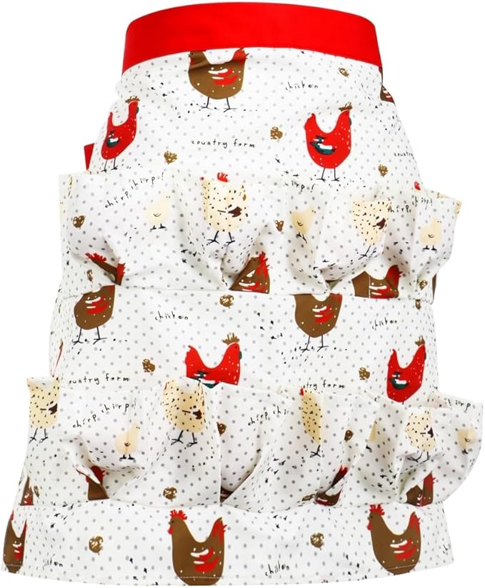 Egg Gathering Holding Apron, Canvas 12 Pockets, Apron Egg Collecting for Duck Chicken Goose Eggs, Egg Carrier Apron Canvas