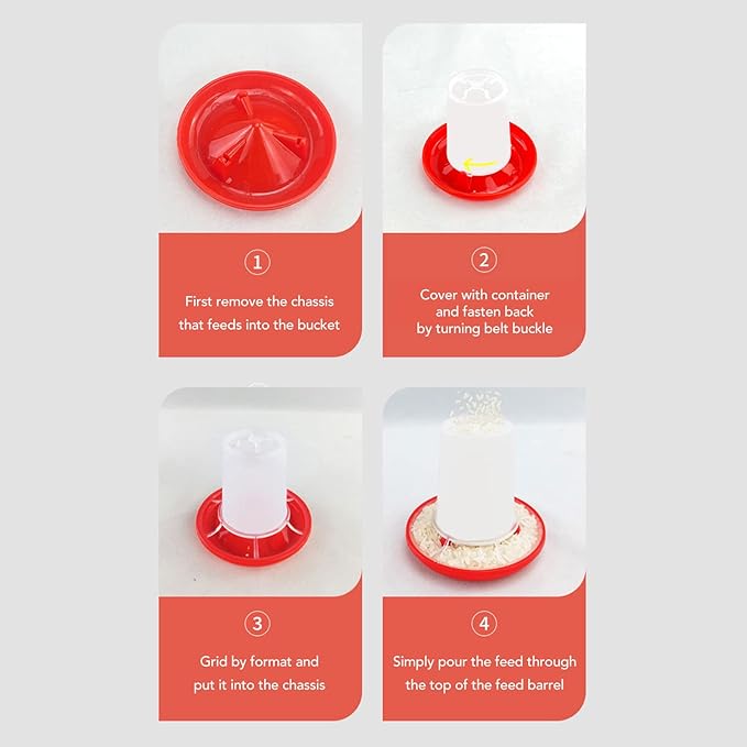 Chick Feeder and Waterer Set, Chicken Water Feeder Poultry Waterer Chick Kit, Rotary Sleeve Design Automatic Feeding and Watering Poultry Feeder and Waterer Combo