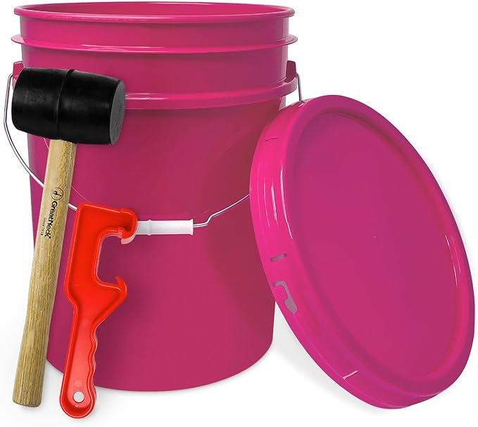 ePackageSupply 5 Gallon Plastic Bucket with Airtight Lid | Made in USA | Food Grade Bucket | BPA-Free | Heavy Duty 90 Mil All Purpose Pail | One 12" Rubber Mallet & One Lid Opener Included | 1 Pack