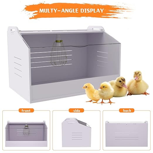 Chick Brooder Box with Heat Lamp - Suitable for Chicks, Ducks, Parrots & Lizards (19" X 12" X 12")