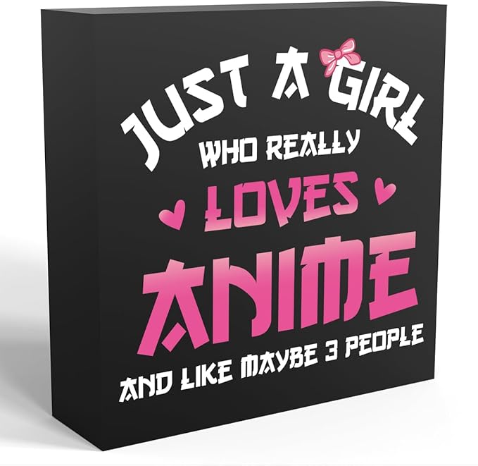 Anime Room Decor Anime Gifts for Girls Teen Girl Bedroom Decor Anime Party Decorations Anime Birthday Decor Just a Girl Who Really Loves Anime, Wooden Box Decor for Home Bedroom Living Room Office