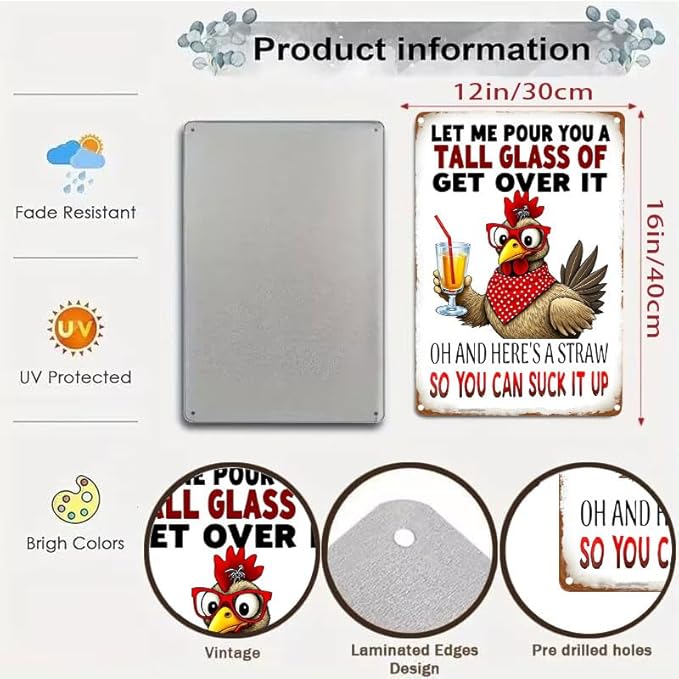 Funny Chicken Gifts Chicken Cluck Around and Find Out Tin Sign for Home Farm Chicken Coop Farmhouse Kicthen Garden Decor 12 X 16 Inch