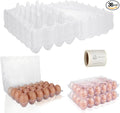 36 PCS Plastic Egg Cartons Cheap Bulk 24 Count Clear Blank Egg Cartons with Free Labels Holds up to 24 Eggs Securely Reusable Egg Carton for Family Pasture Chicken Farm Market Display, 4x6 Grids