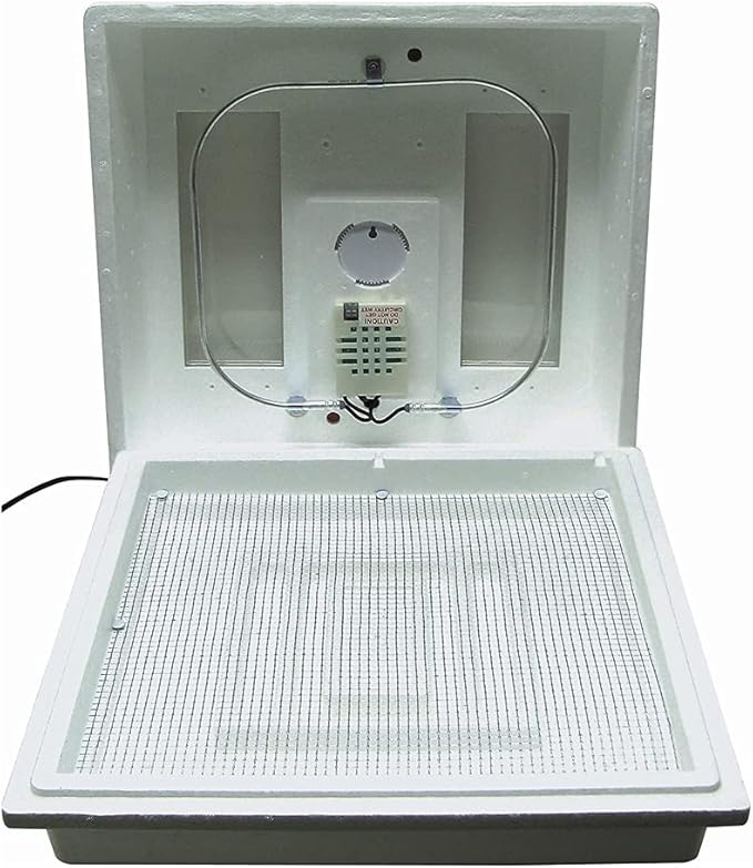 Farm Innovators 2100 Heated Still Air Incubator for 4 Dozen Eggs with Built in Hygrometer, Solid State Circuitry, and 2 Large Viewing Windows, White