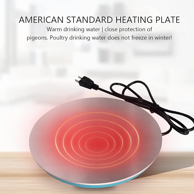 1 PC Chicken Water Heater for Winter, Heated Chicken Waterer 1-5 Gallons, 7.67'' Poultry Water Heater Base, Antifreeze Heated Base to Prevent Water Freezing in Metal Plastic Chicken Waterer
