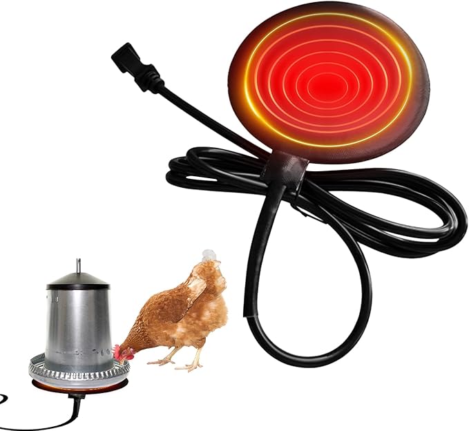 Chicken Water Heater | 5.9 Inch Silicone Freeze Proof Heating Pad | Heated Base for Metal Poultry Founts Waterer | 20W PoultryWater Heater with 60 Inch Cord | for Winter Poultry Farming