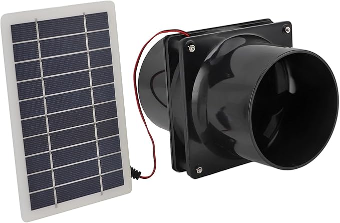 CHICIRIS Solar Powered Exhaust Fan, Automatic Ventilation System, Solar Ventilation Fan, Durable Design for Small Space Ventilation, for Chicken Coop, Greenhouse, Garage, and Pet Enclosures