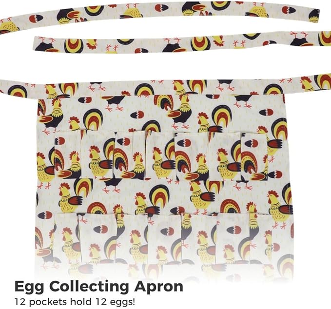 Canvas Egg Apron For Egg Collecting, Unisex With 12 Pockets For Chickens, Ducks & Geese, Farmhouse Workwear