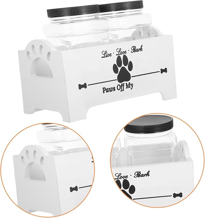 YARNOW 1set Wooden Dog Treat Jar Organizer Stylish Pet Food Storage Box Efficient Design for Treats and Snacks Sustainable Solid Storage for Home Decor