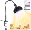 Heat Lamp for Chickens with Holder，200W-350W-500W Reptile Heating Lamp with UVA UVB Ligh 3-6-9-12H Timer, Protable Greenhouse Heater for Outdoor Chicken Coop Indoor Reptile Rabbits Dog Cats