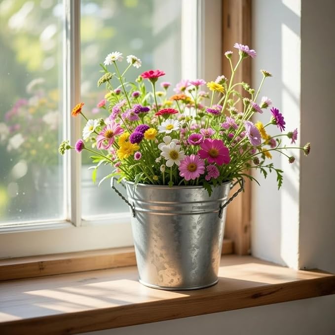 Hosley 3 Pack of Galvanized Planters 5" Dia x 4.5" H Durable Metal Plant Pots for Floral Arrangements Indoor and Outdoor Gardening with Vintage-Inspired Charm Rustic