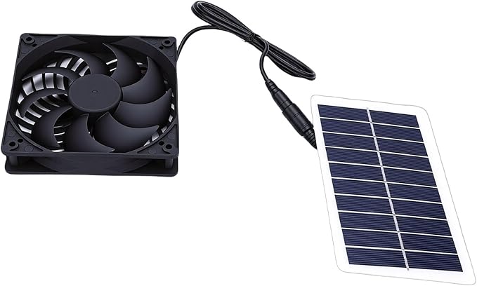 GOTOTOP Solar Exhaust Fan, Heat Dissipation Ventilation Fan Solar Panel for Chicken Coop Greenhouse Shed Pet House Window Exhaust