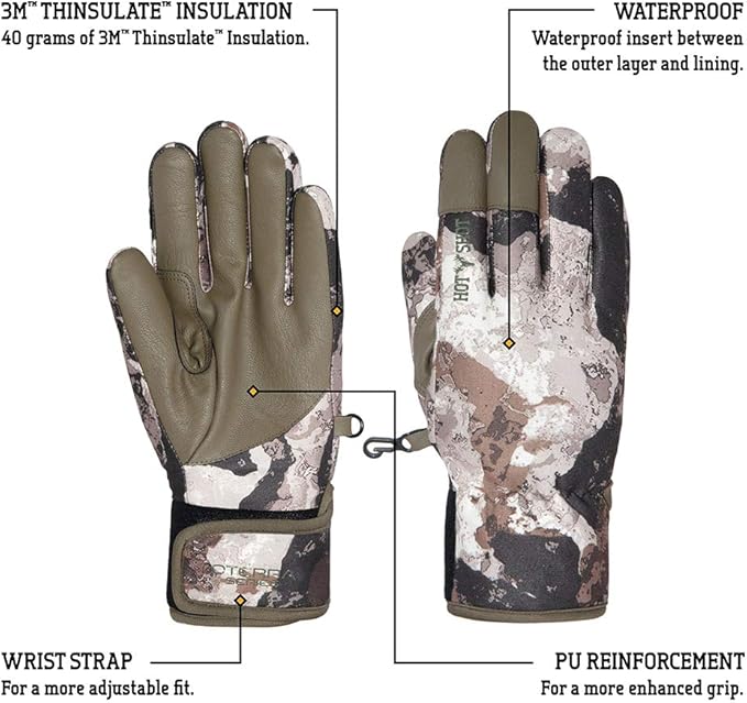 HOT SHOT Men’s Camo Predator Gloves – Veil-Cervidae Outdoor Hunting Camouflage Gear