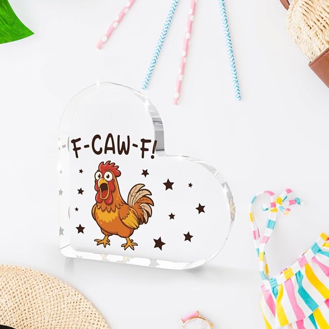 Funny Ornaments for Adults, Screaming F-Caw-F Chicken Ornaments Acrylic Decorations, Funny White Elephant Gag Gifts,Unique for Adults,Women,Chicken Gifts for Lovers