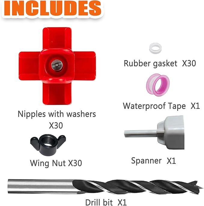 30 Pack Horizontal Chicken Waterer Nipples,Leakproof Chicken Nipple Water for Poultry Coop, Durable ABS Plastic & Stainless Steel, Water Saving Design,with Drill Bits