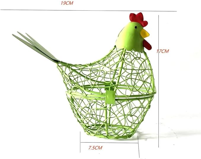 Chicken Wire Egg Basket Egg Holder Farmhouse Rustic Vintage Rooster Decor Chicken Shaped Egg Basket Fruit Storage Wire Basket For Collecting And Countertop Storing Egg (Purple)