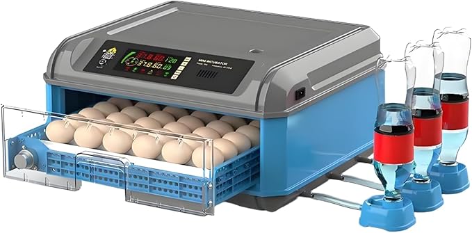 Egg Incubator with Automatic Turning and Humidity Control - Digital Display for Hatching Chicken, Duck, and Quail Eggs - Adjustable Capacity for