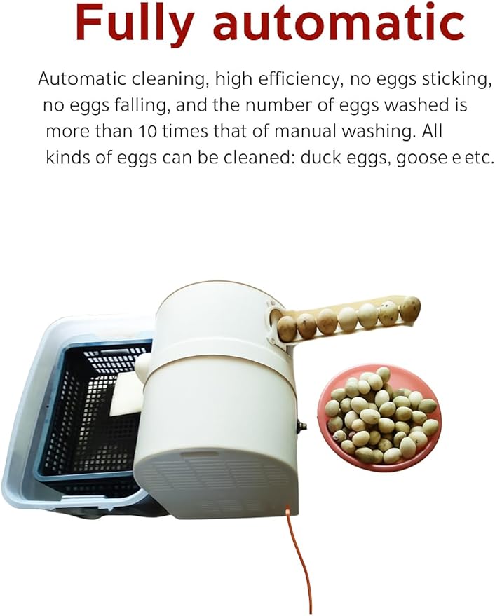 Automatic Electric Egg Washing Machine – 2300 Pcs/H Egg Washer with Roller Brush, Suitable for Chicken, Duck, and Goose Eggs (220V)