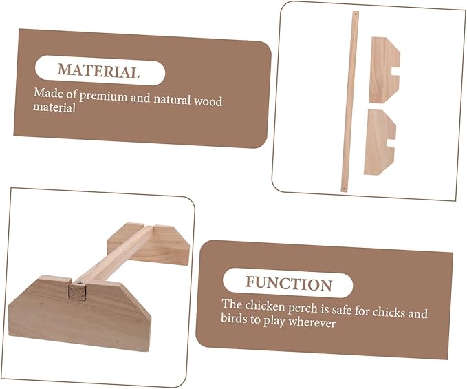 Happyyami Wooden Chick Perch Stand for Chickens and Birds Durable Natural Wood Roosting Bar Comfortable Perch for Brooder Coop and Farm Use