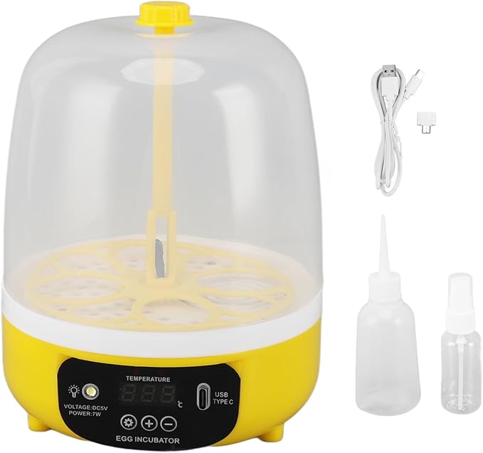 4 Eggs Incubator, Automatic Temperature and Humidity Control Eggs Hatching Incubator, Visual Low Noise Energy Saving USB Mini Poultry Hatcher for Eggs, Pigeon Eggs, Quail Eggs