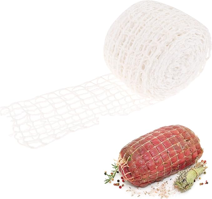 5m Meat Netting Roll,Size 18,Elastic Smoked Meat Poultry Ham Netting Meat Butcher Twine Net Roll Wrapping Net,Beef Netting Roll for Meat Cooking Meat Sausage Making
