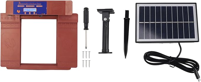 Automatic Chicken Coop Door Solar Powered Poultry Door Opener with Timer Mode Anti Pinch IP45 for Chickens Ducks Geese (Bronze)