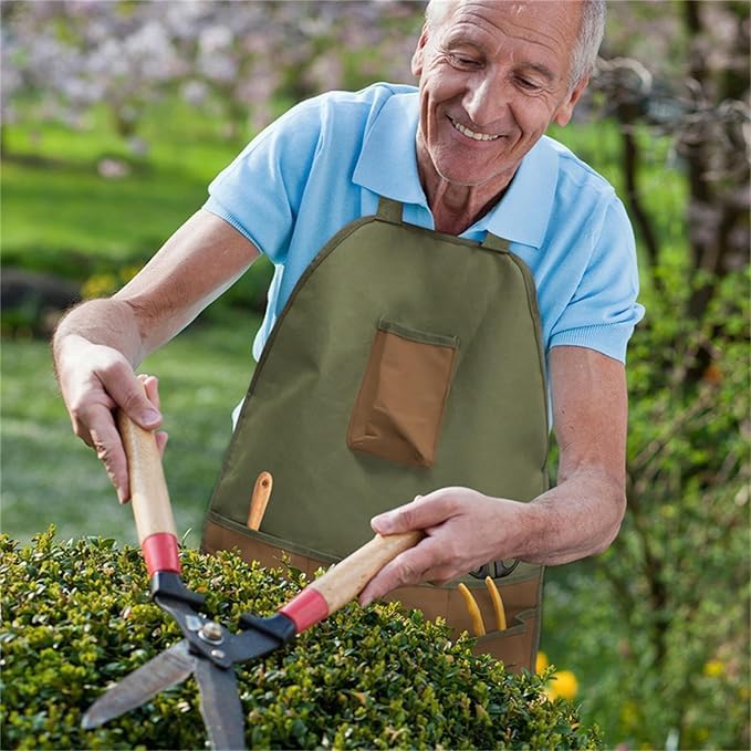Garden apron,Apron Man,Harvest Apron with Pockets,Waterproof,Adjustable,Reinforced Knees for Mow Grass and Lawn Mowing