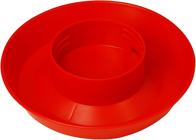 Little Giant® Screw-On Poultry Waterer Base | Heavy Duty Plastic Water Tray Base for Container | Chicken Waterer Screw on Base | 1 Quart | Red