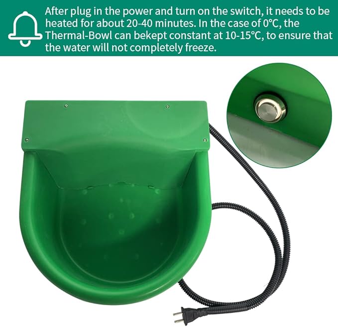 Automatic Heated Horse Waterer Bowl, 4L Large Capacity Farm Heated Water Bowl Constant Temperature Dispenser with Float Control for Pet Dog Goat Chicken and Other Animals,Outdoor Thermal-Bowl