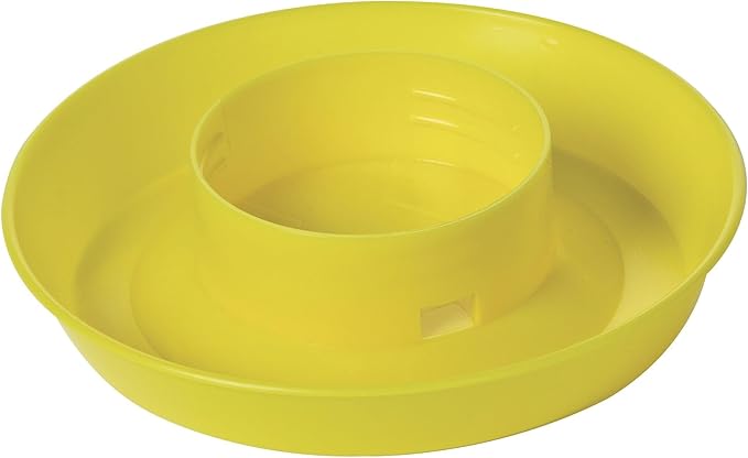 Little Giant® Screw-On Poultry Waterer Base | Heavy Duty Plastic Water Tray Base for Container | Chicken Waterer Screw on Base (Yellow, 1 Count)