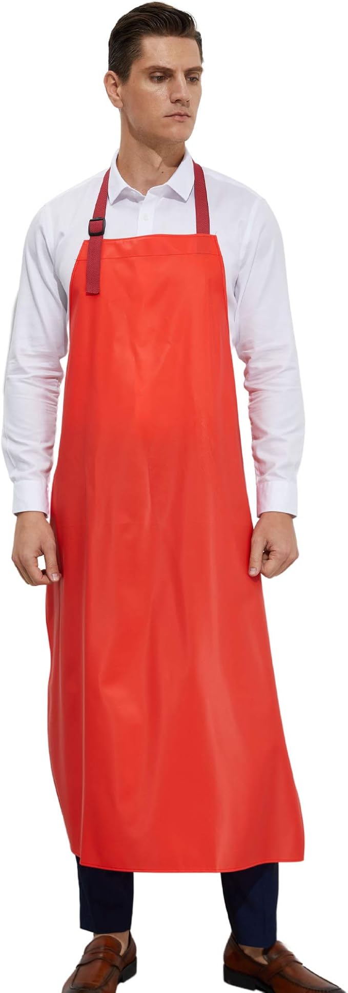 Waterproof Vinyl Long Apron - Lined Linen, Chemical Resistant Work Apron Safe Cloth