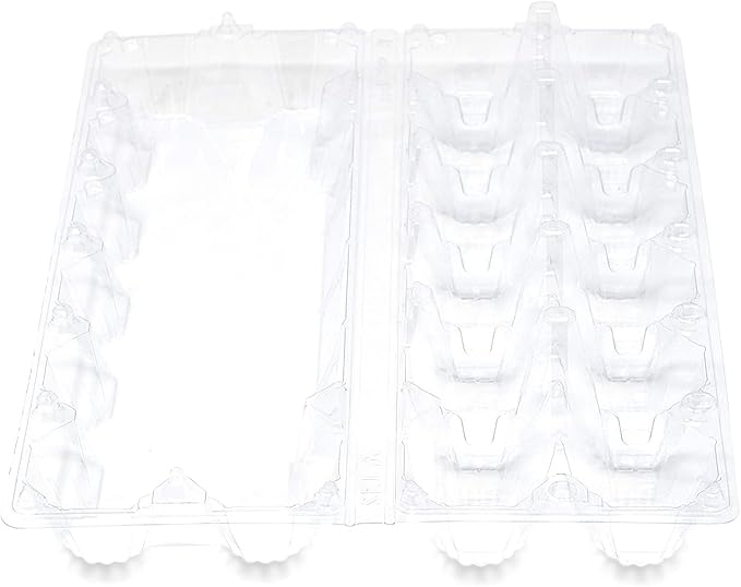 Limera Disposable Plastic Egg Cartons, Clear, 100 Pieces, Tray Egg Container Holder for Refrigerator (12 Egg Tray), Transparent