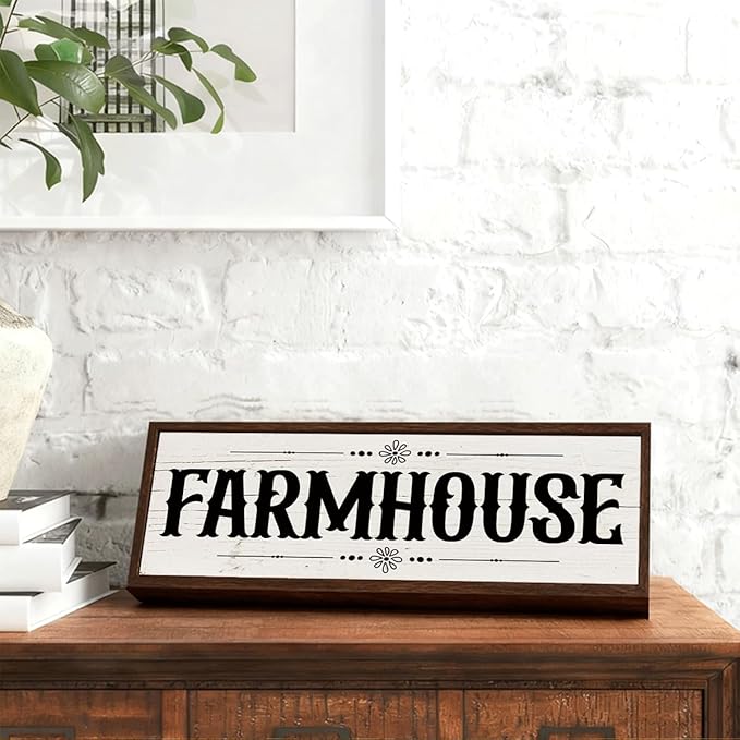 Farmhouse Sign, Rustic Framed Hanging Sign for Wall Decor, Rustic Tabletop Decors, Farmhouse Home Decor, Cottage Decors, House Decoration Gift 9.5x3.1x1 inches