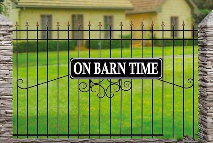 On Barn Time Rustic Style Outdoor Safe Metal Sign - Barn Décor - Equine Barn Sign - Horse Barn Sign - Farm Décor - Livestock Barn Sign - Decor Metal Sign 16 X 4 Inch