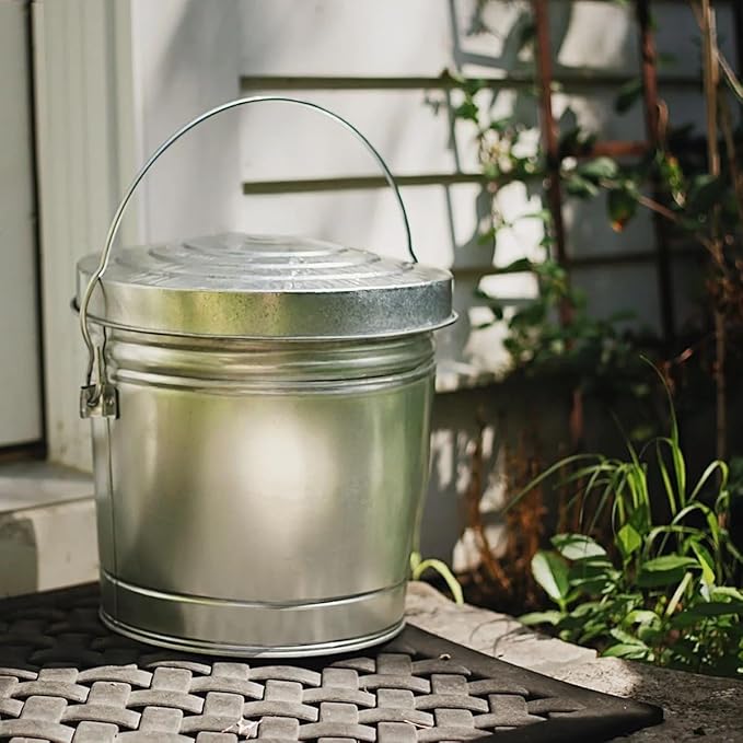 6-Gallon Galvanized Steel Storage Can with Locking Lid - Airtight Metal Container