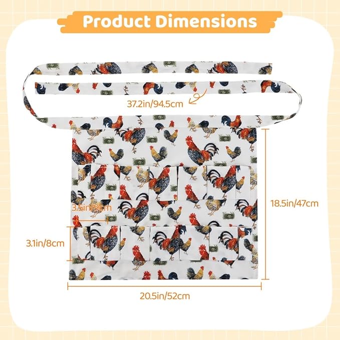 Egg Gathering Apron With 12 Pockets, Canvas Egg Carrier Apron For Chicken, Duck, Goose Eggs, Unisex Adult Kitchen Workwear