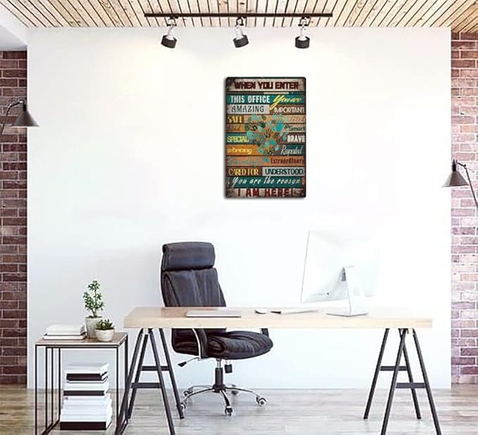 Social Worker, When You Enter This Office, You are Amazing Metal Tin Sign 8x12 inch Retro Cottage Coffee Shopping Center Office Wall Decoration inspirational Metal Plate