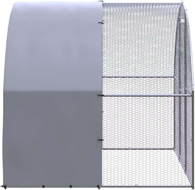 Large Outdoor Chicken Coop with Waterproof Cover, Heavy Duty Galvanized Steel Metal Run for Poultry, Hens, and Ducks, Walk-in Backyard Cage