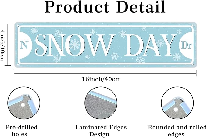 Snow Day Metal Tin Sign Christmas Plaque Sign Vintage Wall Decoration Home Bar Kitchen Cafe Bar Farmhouse Wall Art Sign 4x16 Inch