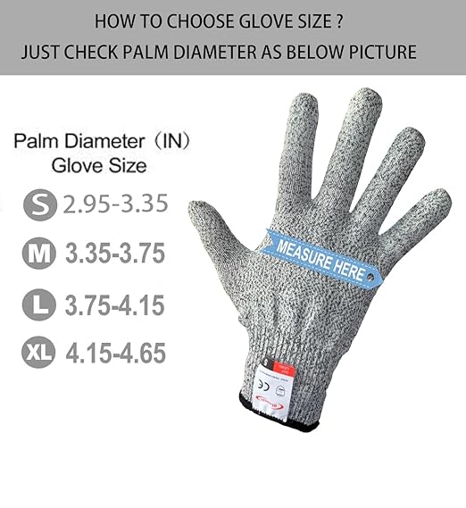 Cutting Gloves, 1 Pairs of Cut Resistant Gloves Food Grade, Cut Resistant Gloves for Kitchen, Oyster Shucking, Fish Fillet Processing, Carving Wood and Gardening(Small-Grey)