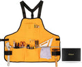 Work Tool Apron for Men and Women, Torso Length with 21 Tool Pockets, Durable Canvas Apron, DIY Enthusiasts, Gifts for Men Dad Father(Orange)